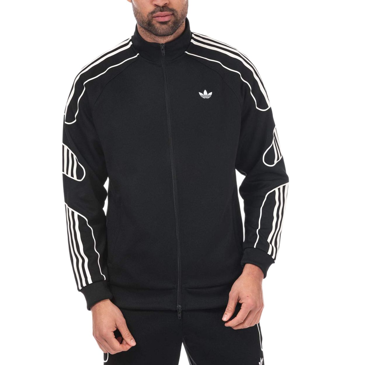 Adidas Originals Flamestrike Classic Series Striped Zip Shoulder Long Sleeve Jacket Men Jackets DU8111 M