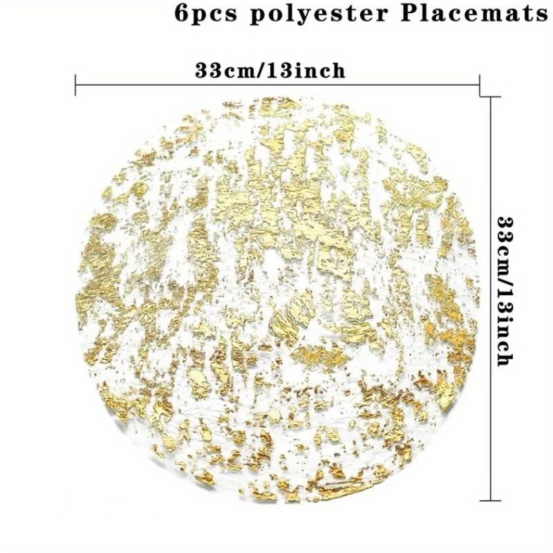 

10-Pack Metallic Gold Round Table Mats - Heat-Resistant Placemats for Dining, Tea Time & Special Occasions, Elegant Table 33cm