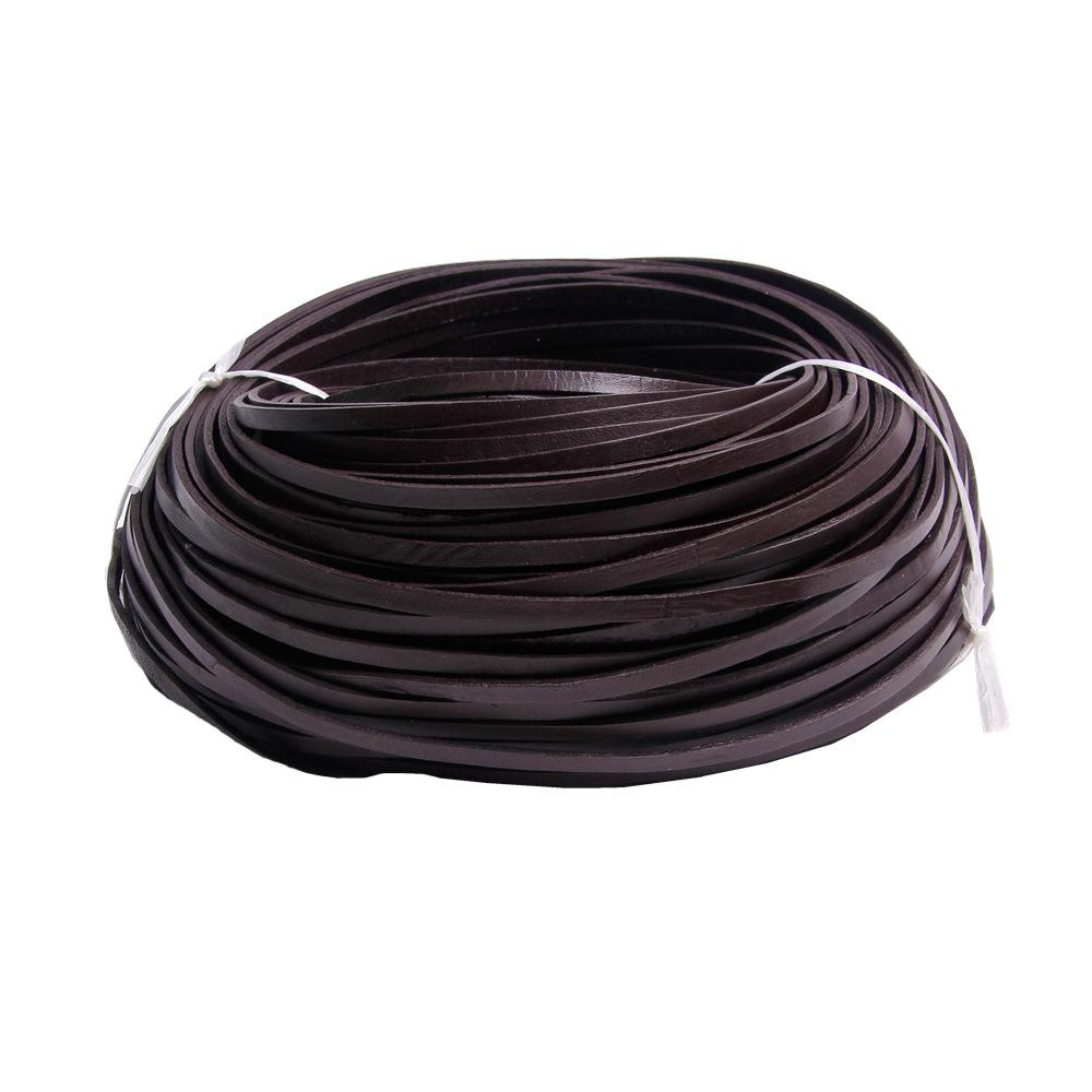

Lacquered Color First Layer Flat Cowhide Strip Real Cowhide Rope Diy Hand-Woven Bracelet Four-Sided Glossy Jewelry Accessories 3mm wide and 3mm thick 5m (35g) колір темно кави