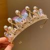 Rhinestone Princess Crown Handmade Wedding Tiara Elegant Design Pearl Headband  Girls Fashion