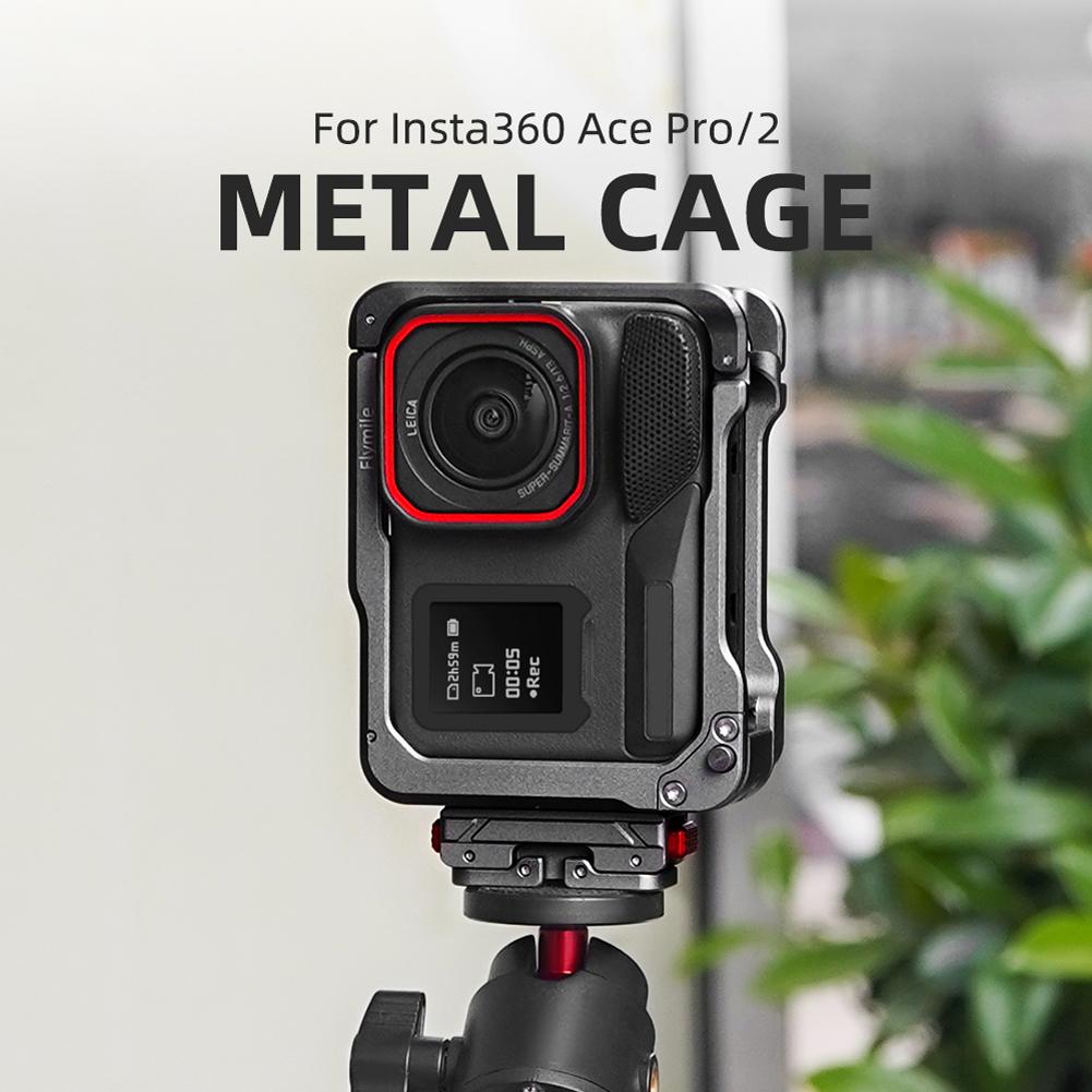 Metal Cage with Cold Shoe Aluminum Alloy Cage Protective Frame Housing Shell for Insta360 Ace Pro/Insta360 Ace Pro 2 Camera