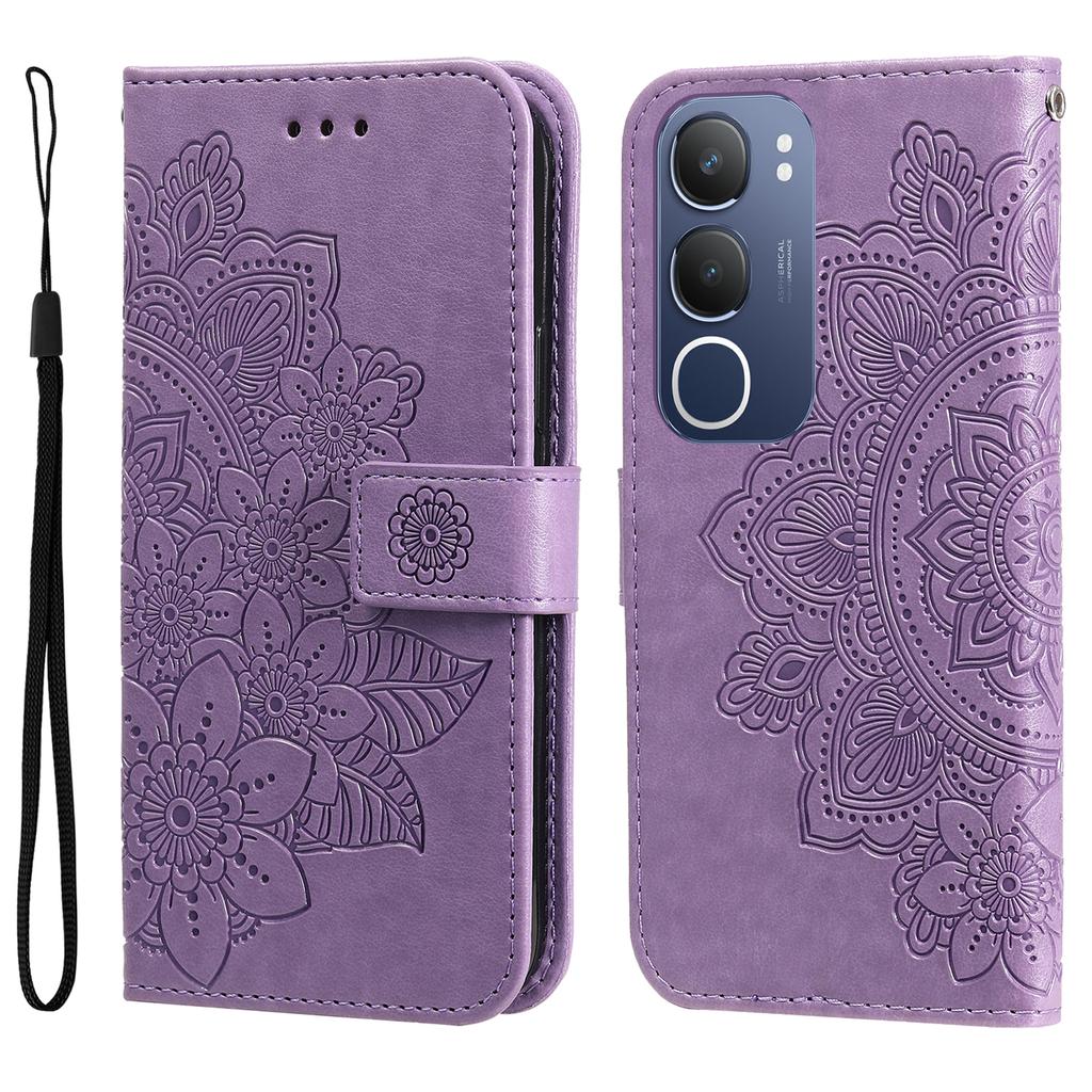 For vivo Y29 5G/Y19s 4G Case Floral Pattern PU Leather Wallet Stand Phone Cover