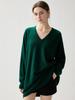 Autumn 2026 Women's Mid-Length Cashmere V-Neck Sweater - Elegant Solid Color Pullover