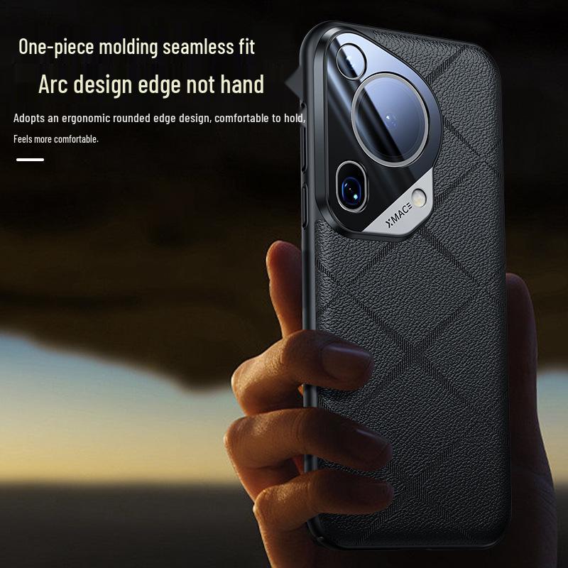 P70U Matte Embossed Leather Phone Case with Edge Protection & Anti-Fingerprint Film
