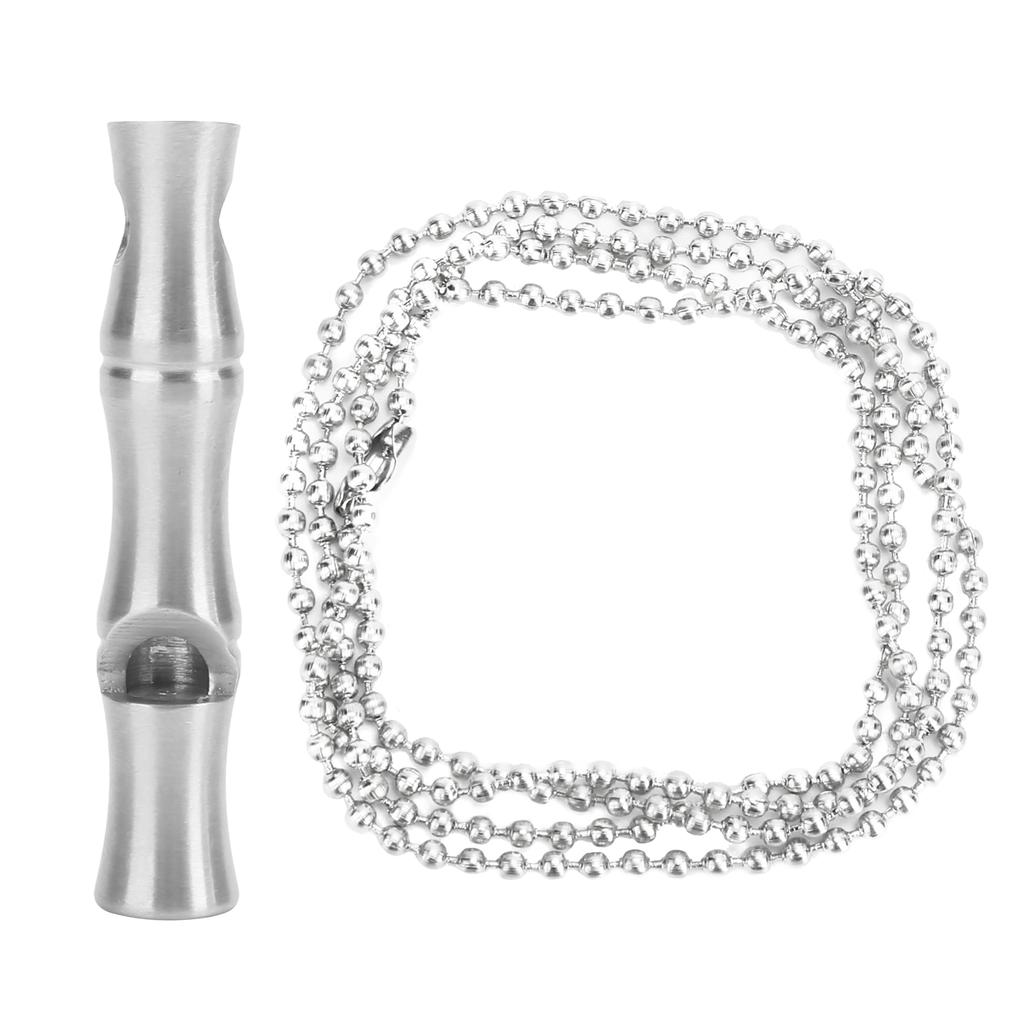 Outdoor Pocket Survival Whistle Stainless Steel Loud Sound Bamboo Joint Whistle Silver