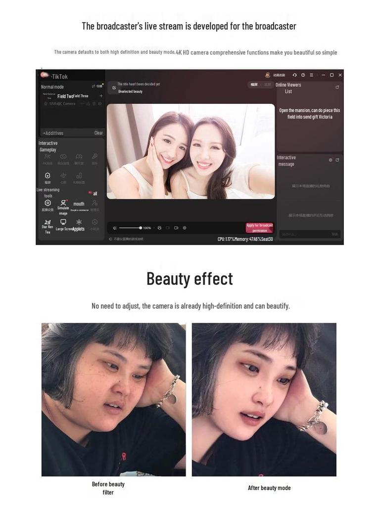 4K Ultra HD Camera with USB, Desktop/Laptop Microphone for Horizontal/Vertical Streaming & Online Meetings