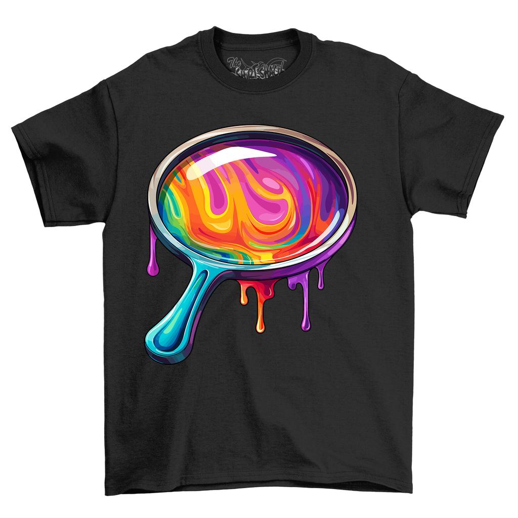 Magnifying Paint Drip Design T-Shirt Mens Womens Tees Top - A Colorful Adventure! Funny T-Shirt Mens Womens Tees Top, Unis