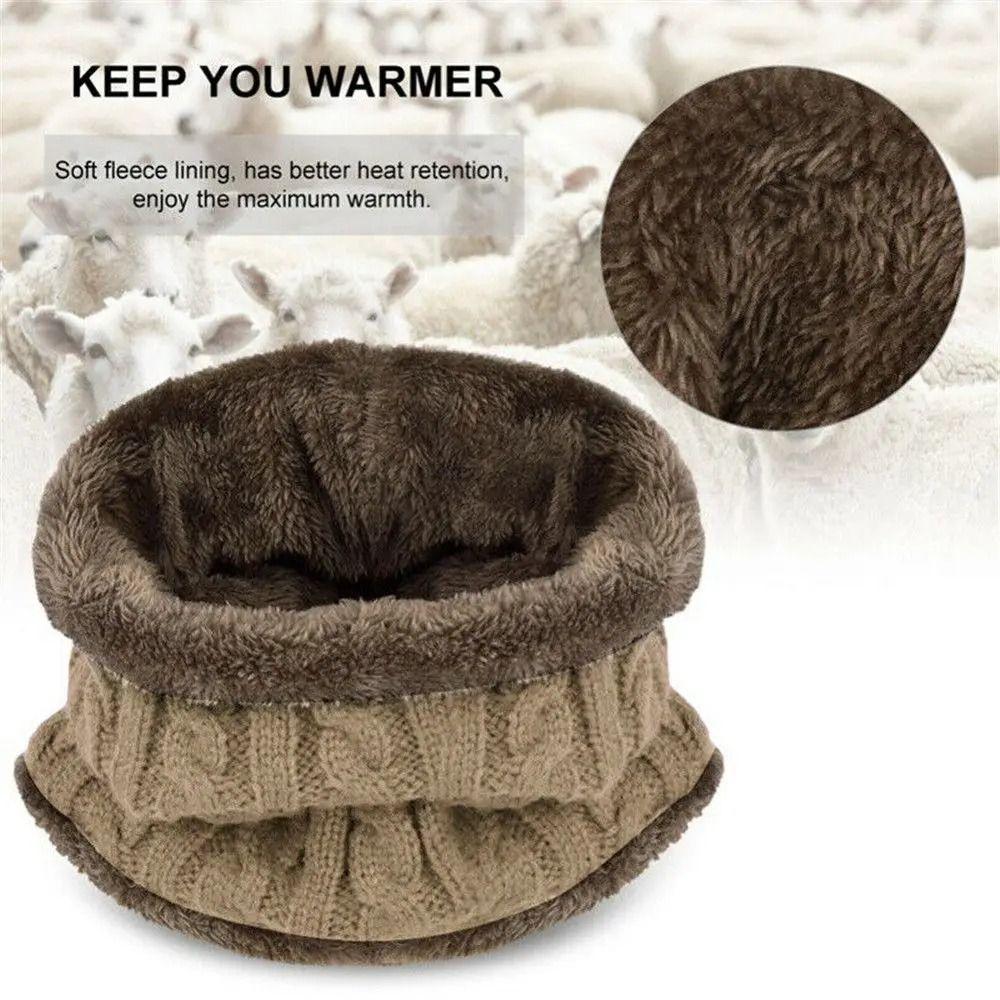 Korean Style Knitted Hat Scarf Set Fleece Knitted Neck Warmer Combo Warm Hat Scarf Set  Adult Use