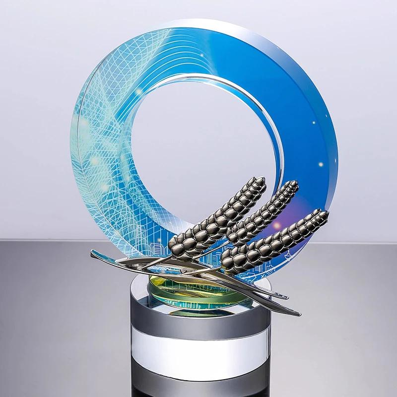 

Customized Rotundity Crystal Trophy Color Printing Sports Annual Meeting Award Outstanding Employee Souvenir Home Decoration 1Pc 21X15CM