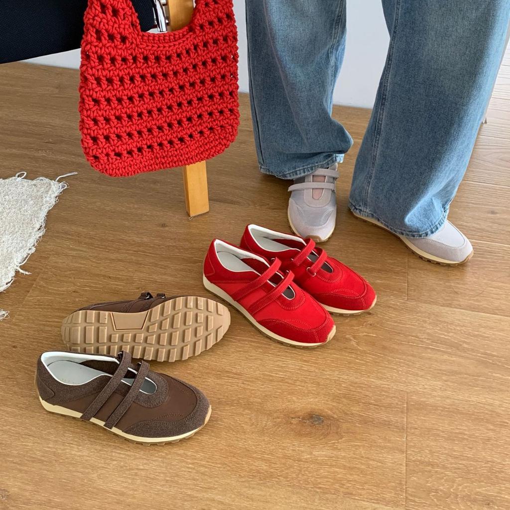 New Muffin Thick-soled Velcro German Training Shoes Women's 2025 Spring and Autumn Breathable Versatile Sports Shoes Casual Single Shoes