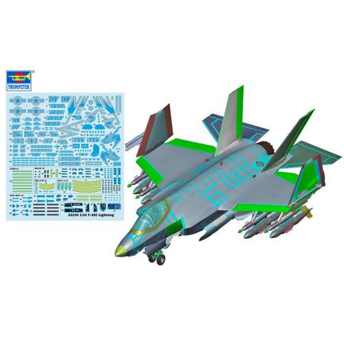 INTERALLIED Trumpeter 1/32 scale US Navy F-35C Lightning plastic model kit, model 03230, molded color
