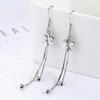 Elegant Ethnic Flower Tassel Silver Earrings: Vintage-Style Hoops, Perfect Versatile Gift for Mom