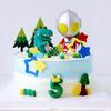 Cartoon Superhero Vs. Dinosaur Cake Toppers: Kids' Birthday Decoration Set