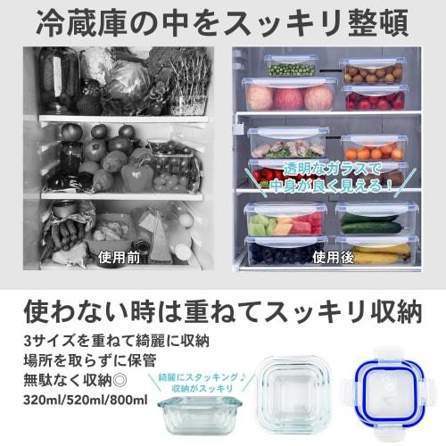 CLEAN HOUSE Contenedores Resistentes al Calor, Aptos para Microondas, con Tapas, Vidrio, Grande, Mediano y Pequeño, Juego de 3, Aptos para Lavavajillas, Herméticos, Tupperware Sto
