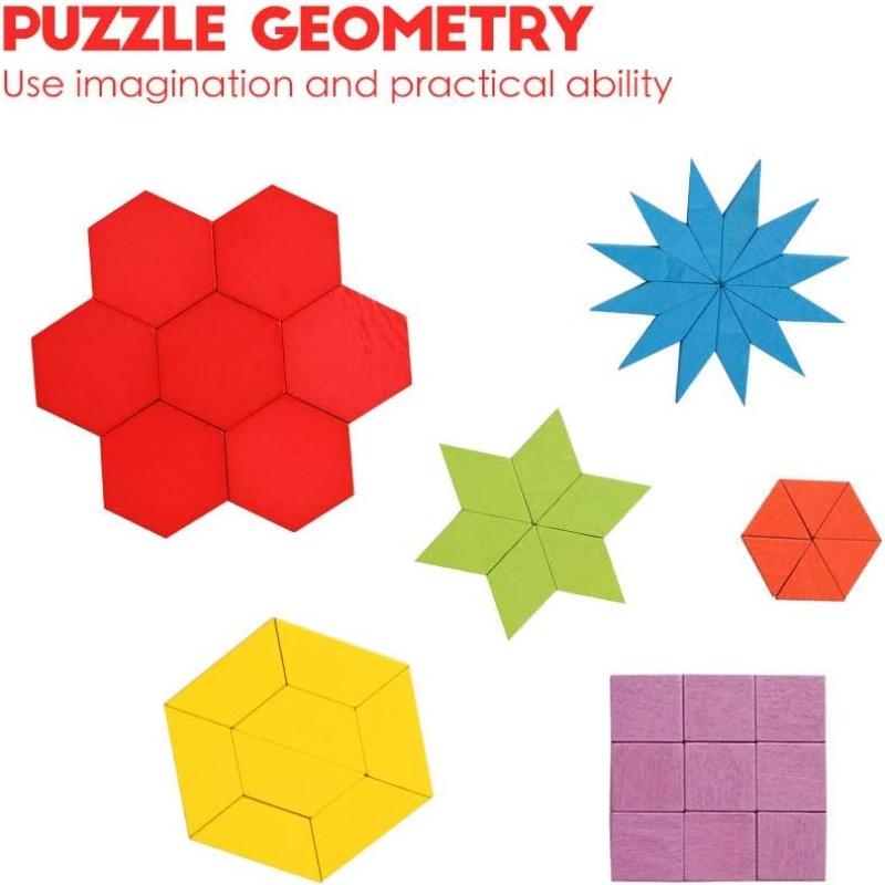 Drewniane Klocki Wzorcowe Zestaw 155 Sztuk Puzzle Kształty Geometryczne Przedszkole Tangram Zagadki Umysłowe Wczesna Edukacja Montessori dla Dziecka