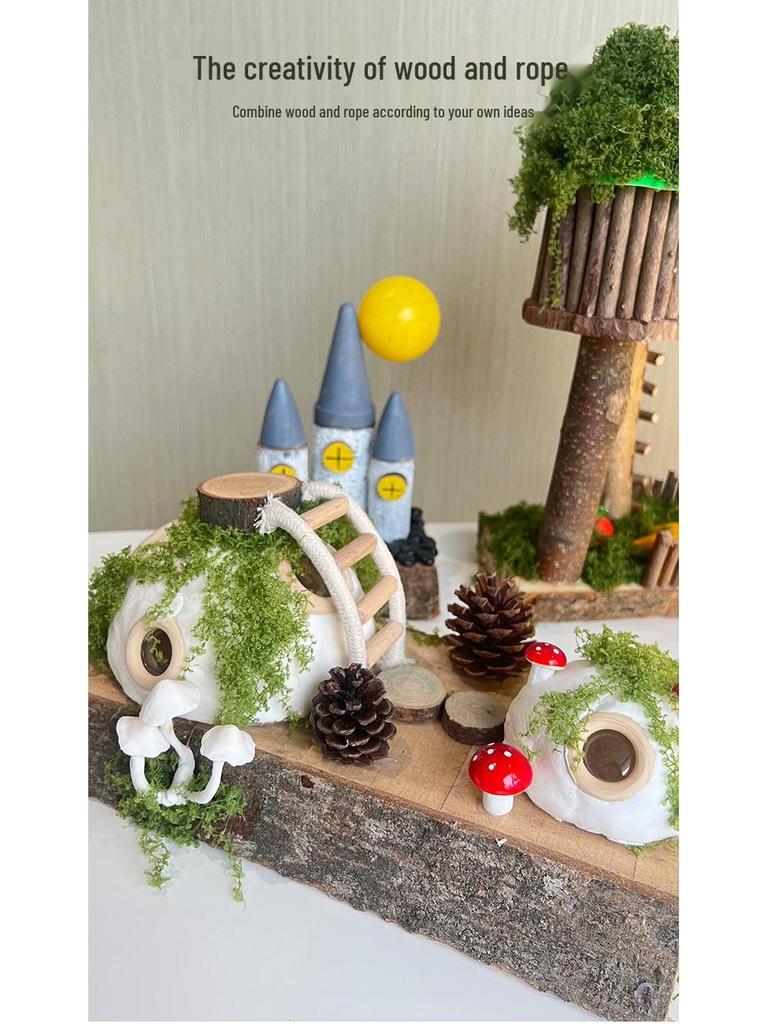 Eco-Friendly Kindergarten Art Supplies: Natural Twigs & Wood Chips for DIY Treehouse Projects