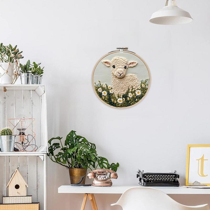 

Набор для вышивания иглой для пробивки стежков, вышивка, узор с овцами, искусство и ремесла с нитевдевателем, инструкция, ткань, пяльцы, пряжа, принадлежности для рукоделия CHINA