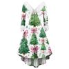 Women's Fashionable Casual Fitted Christmas Print Party Long-Sleeved Dress