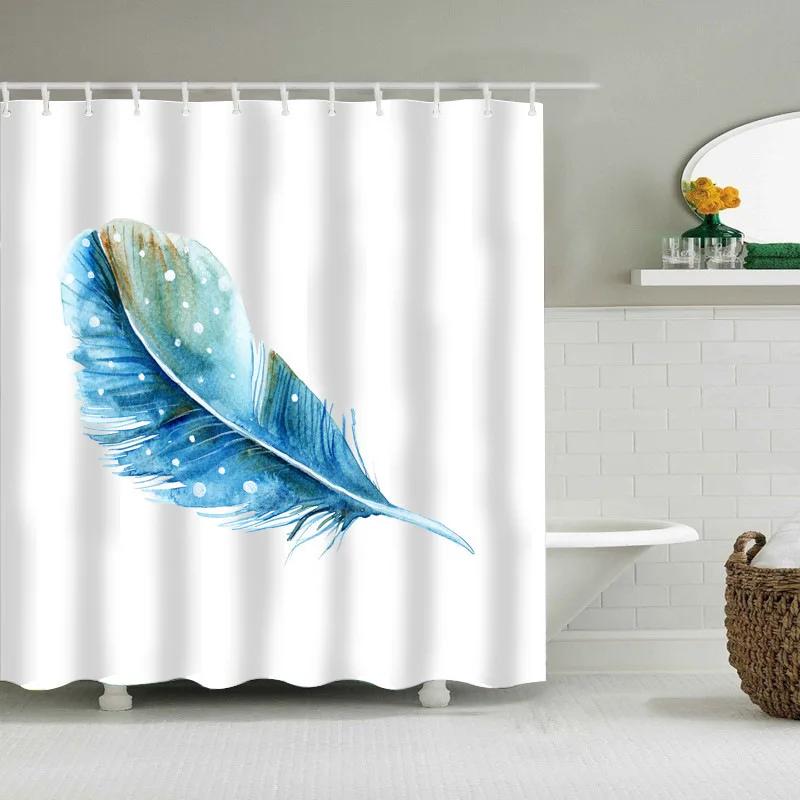 3D Colorful Feather Shower Curtain Peacock Feathers Fashion Bathroom Curtains Sets For Bathtub Decor Polyester Fabric Durable