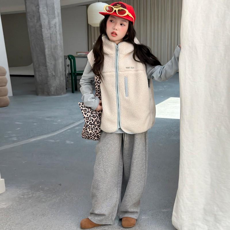 Kids Girls Fleece Vest Warm Winter Zip Up Jacket Trendy Outerwear