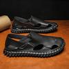 Men Sandals Black Beige Business Office Headband Sandals High Quality Soft Leather Beach Sandals Size 38-48 Men Sandals