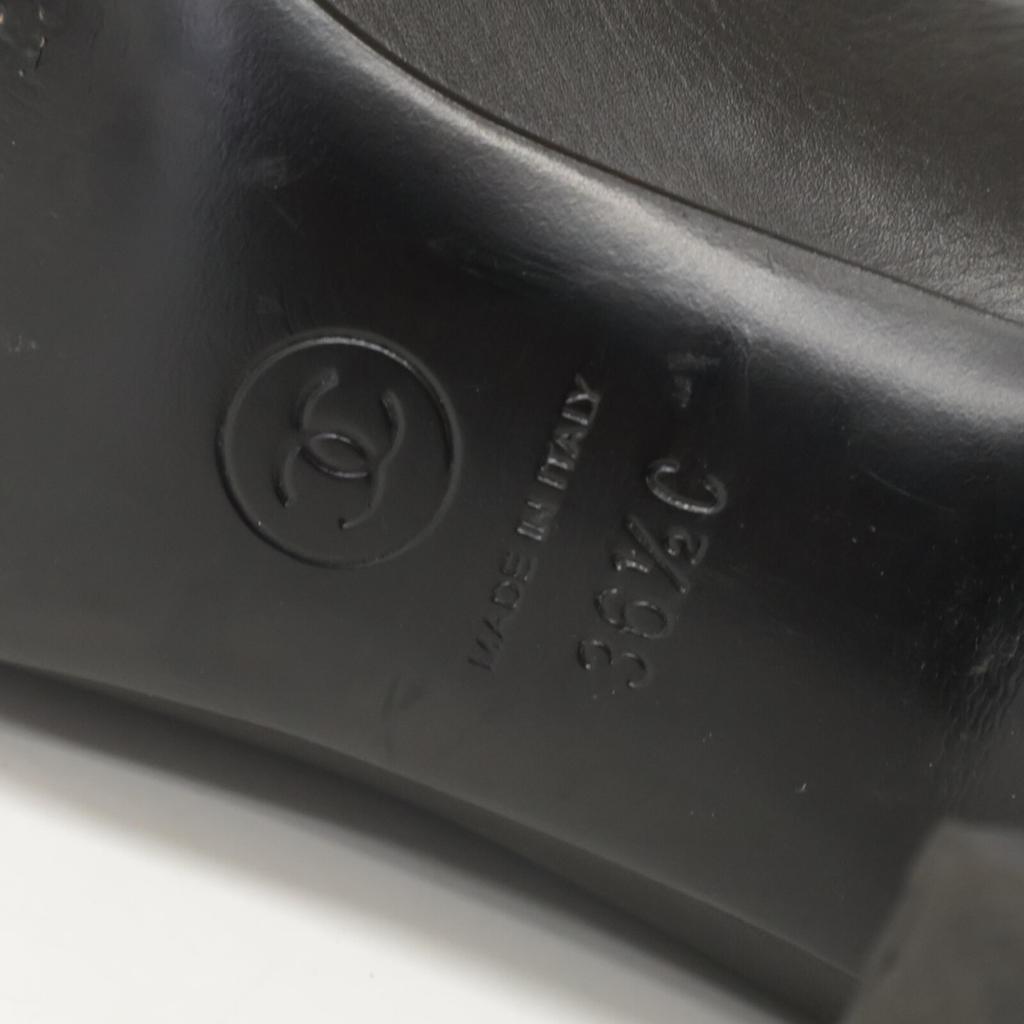 CHANEL [Excellent Condition] G36438 CC Logos Leather Heel Long Boots/ shoes 36 1/2 blackUsed
