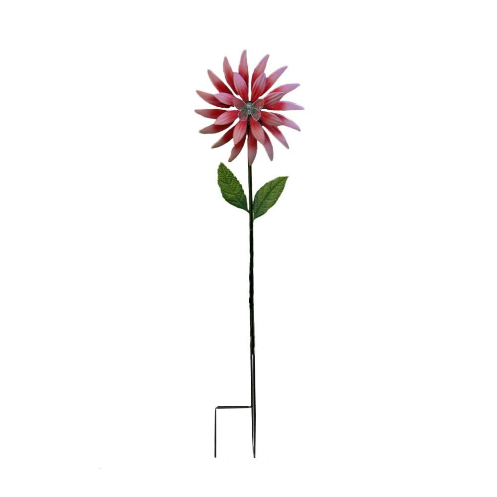 

Wind Powered Solar Metal Sunflower Spinner for Garden and For Outdoor Space Steel Material for Stability and Night Illumination красный