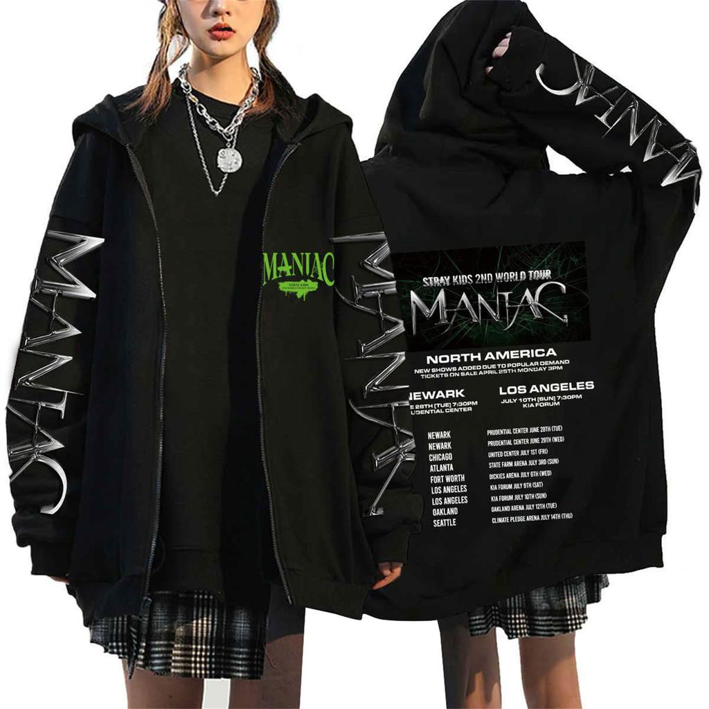 Damen Casual Mode Bedrucktes Langarm-Kapuzensweatshirt mit Reißverschluss