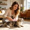Self Cleaning Cat Brush Pet Grooming Comb with Stainless Steel Dense Teeth Detangling Comb Removes Loose Fur for Dogs Cats Flea Removal