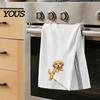 Cute Kitchen Decor Puppy Tea Towel, Embroidered Corgi Dachshund Dish Absorbent Accessories for Dog Owners Quick Dry Hand Towel Lovers Bathroom