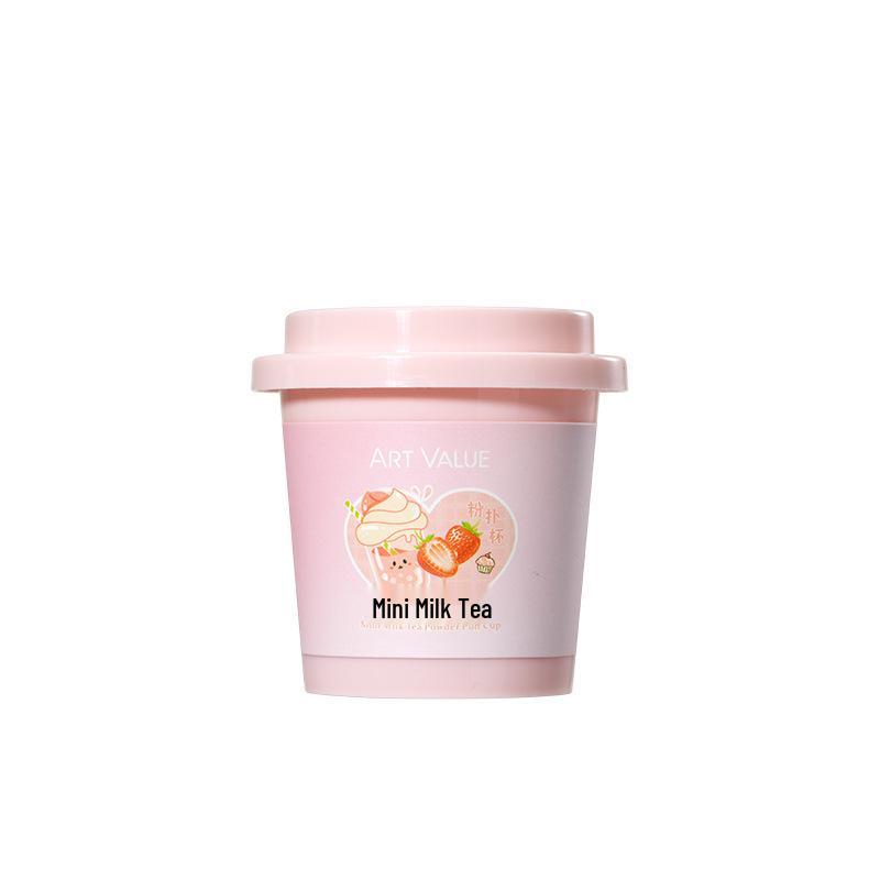 Mini Milk Tea Powder Puff Cup: Multi-use Pink Cushion Box