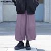 INCERUN Men Elastic Waist Irregular Layers Casual Loose Wide Leg Ankle Pants