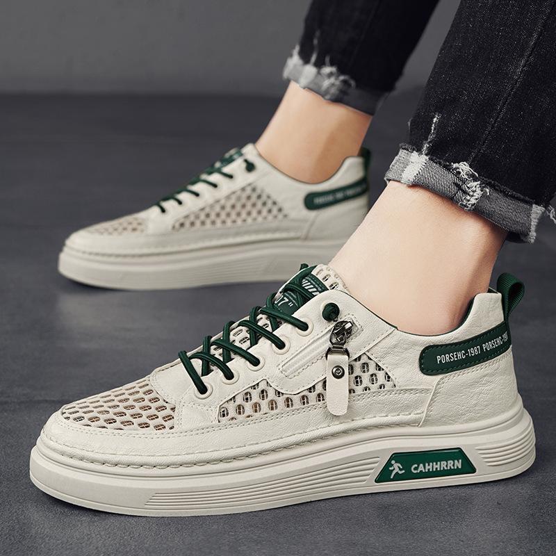Men's Summer Breathable Mesh Shoes 2024 New One-pedal Hollow Mesh Thin Mesh Sports and Leisure Board Shoes
