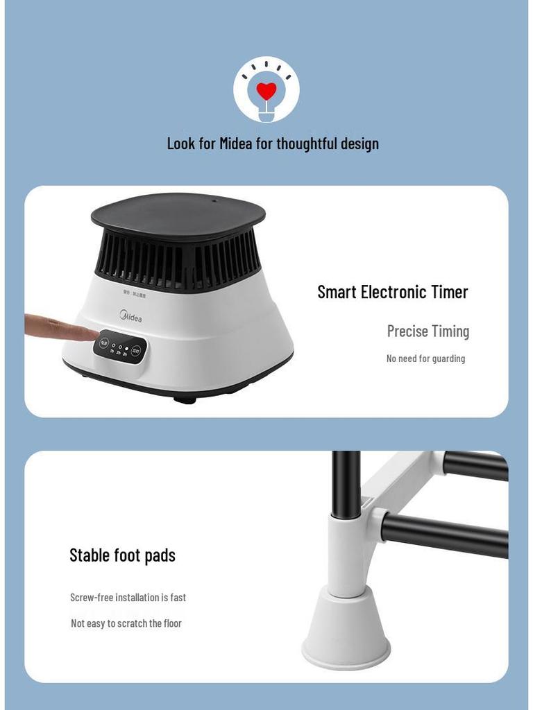 Midea Vertikální sušička prádla HBGJ12A1D, kapacita 430 l, výkon 1200 W, chytrý časovač