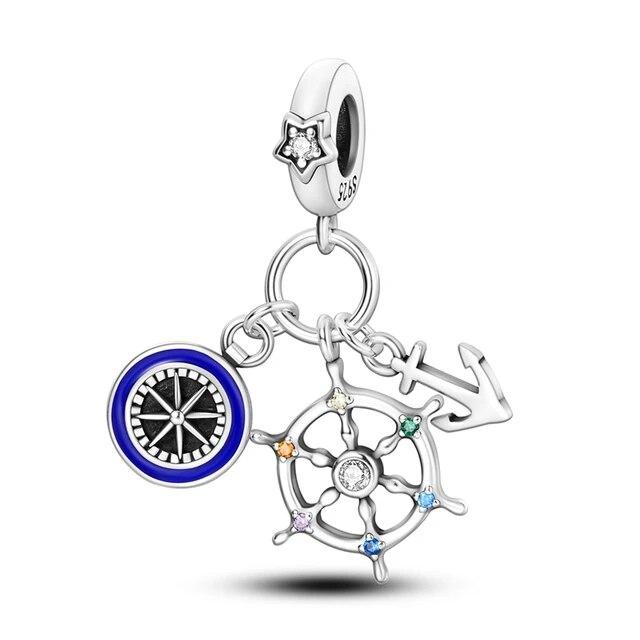 925 Sterling Silver Shell Pearl Starfish Pendant  Charm Bead Fits OriginalNew Bracelet Necklace Women DIY Fine Jewelry