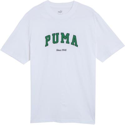 Puma Loose Letter Print Round Neck Pullover Short Sleeve T-Shirt Unisex Tops White 684366-02