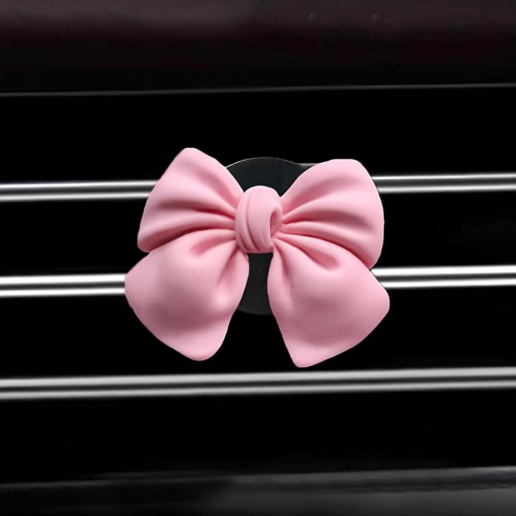 6 Pcs Pink Bow Car Air Vent Clips Coquette Cute Girly Car Decor Accessories Interior Aesthetic Decorations Charm Stuff For Women Girl