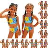 Zweiteiliges Badeanzug-Set für Mädchen Hawaiianischer Print Tankini-Oberteil und High-Waist-Unterteil Kinder Strandkleidung Badebekleidung für den Sommer