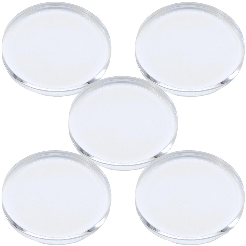 Tsukushi Science Acrylic Blocks, 40mm Diameter x 5mm Thick, 5 Pieces, Round Display Stand, Transparent, Clear Display Base, R40-5*5