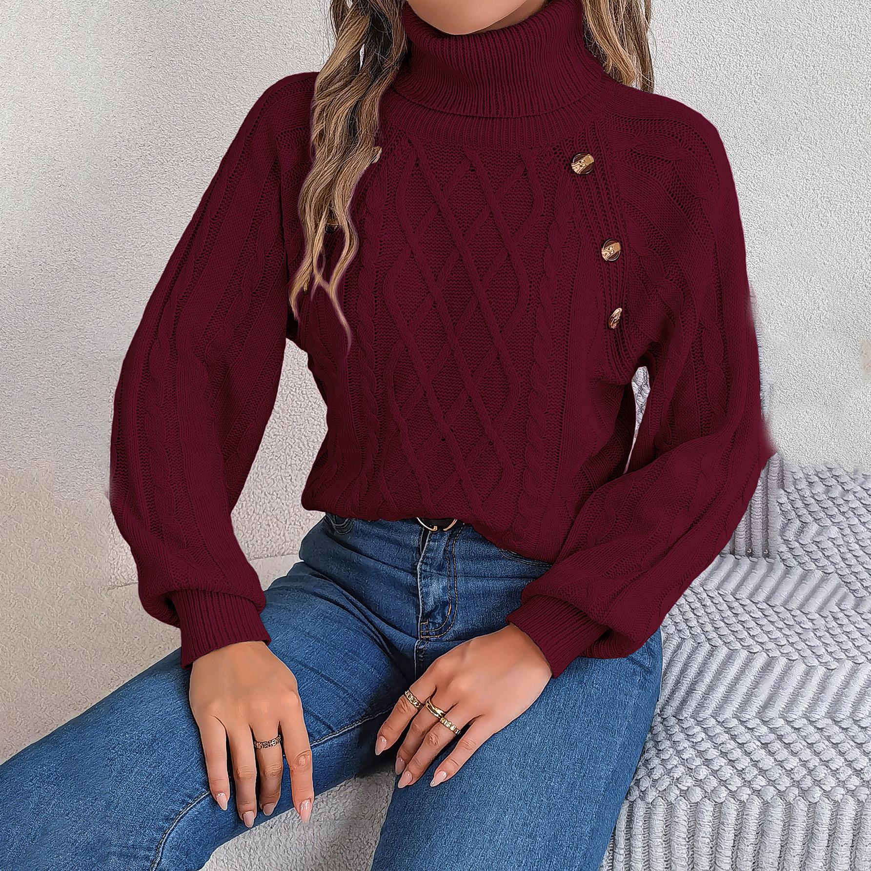 

Осень-зима Винтажный свободный топ с длинными рукавами однотонный кардиган трикотажный свитер с воротником-стойкой XXL бордовый