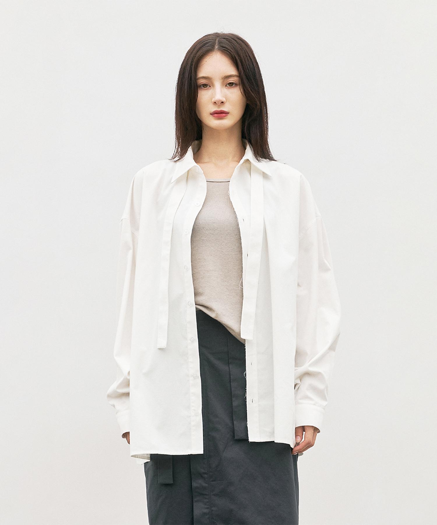 Monophobia Strap Tie Neck Blouse White White