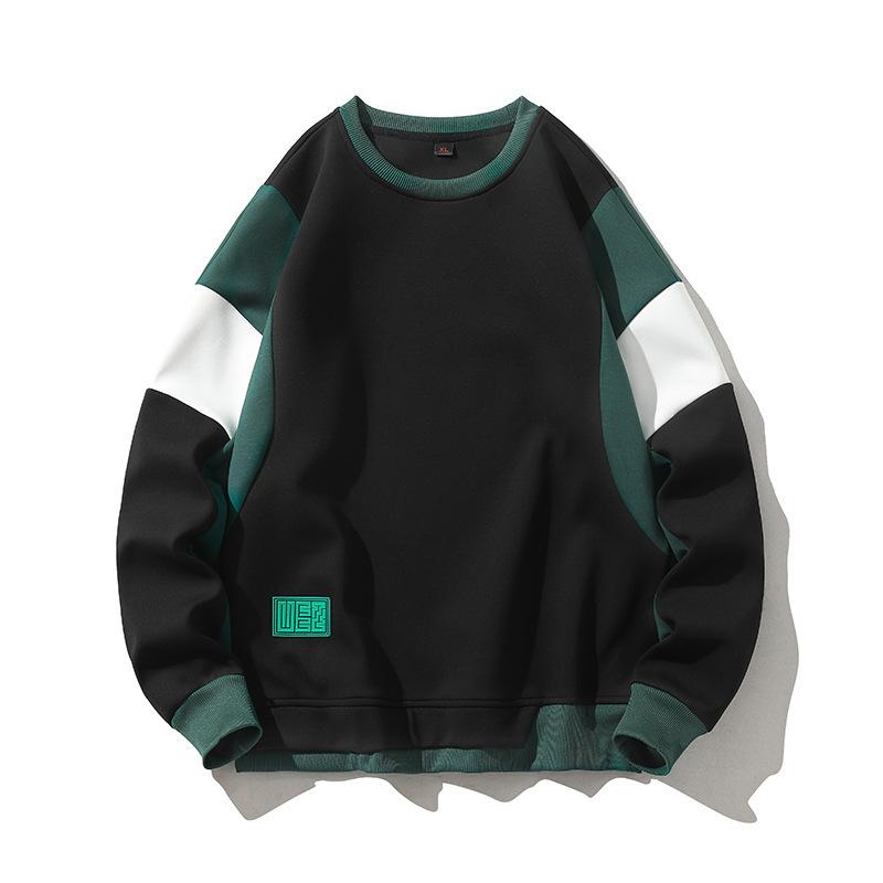 Spring Splicing Sweater Men's American Retro Simple Classic Contrasting Color Design Sense Long Sleeves