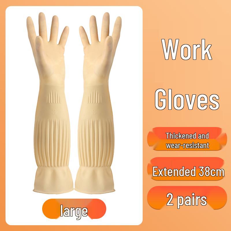 Womens Durable Waterproof Latex Work Gloves - Thick, Wear-Resistant for Kitchen & Household Tasks