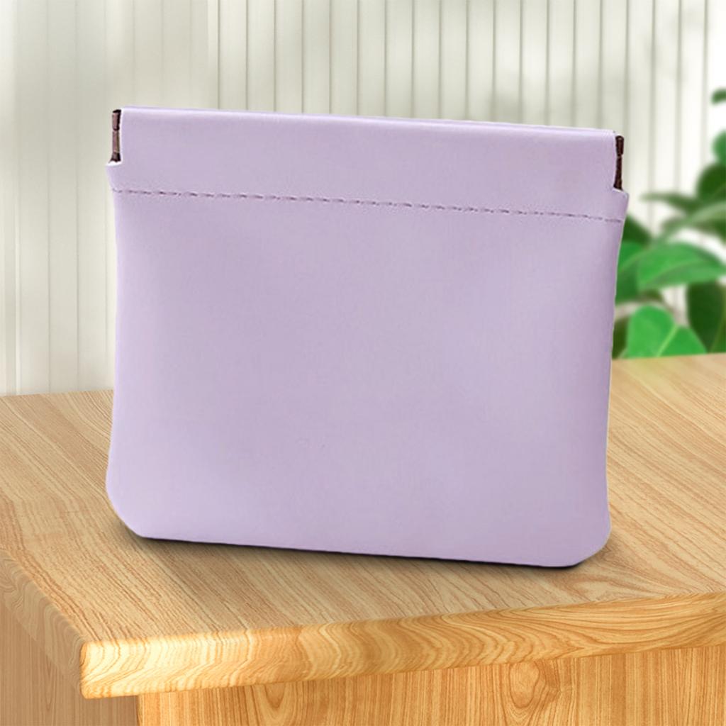 4Pcs PU Leather Automatic Closure Pouch Solid Color Mini Pocket Cosmetic Bag Portable Makeup Clutch for Jewelry Lipstick