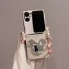 Applicable To OPPO Find N2Flip Lamb Pattern Folding Mobile Phone Case Diagonal Span Rope Card Protective Case Makeup Mirror Case