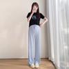 Maternity Casual Pants Summer Thin Outer Wear Does Not Restrain the Belly Ice Silk Wide Leg Pants Large Size Fat Mm Maternity Wear
