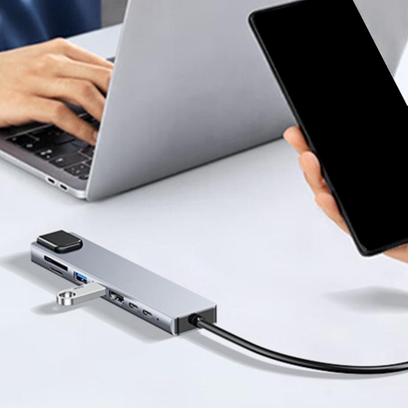 Type C Docking Stations Portable 4K HDMIs Splitter USB C To HDMIs Adapter with TF Card Slot PD100W Fast Charging