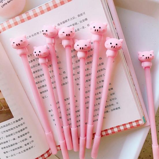 4Pcs Lovely Cartoon Pig 0.38mm Gel Ink Pen Student Gift Office School Stationery
