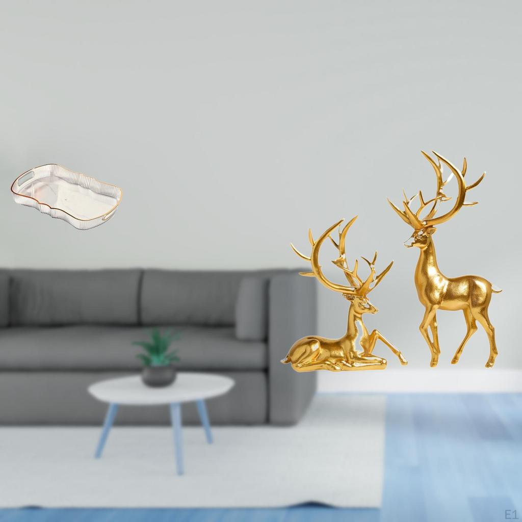 Elegant Food And Vanity Tray with Decorative Resin Deer Sculptures for Breakfast Living Room