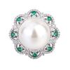 2026 new European and American retro inlaid Austrian fritillary pearl inlaid with diamonds flower women's ring 16mm